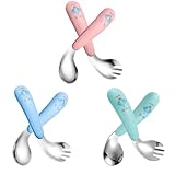 6 Stück Kinderbesteck Ab 1 Jahr, Esslernlöffel Baby, Esslernbesteck, Lernlöffel Baby, Erstickungssicher Bpa-Frei Mit Handlichen Griffen Zum Selbstständigen Essen Lernen