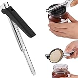 Verstellbarer Glasöffner aus Edelstahl mit ergonomischem Griff, geeignet für Arthritis und Senioren, öffnet Glas- und Flaschendeckel 3/8 bis 4 mit Leichtigkeit und Sicherheit (ist schwarz)