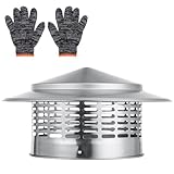 6.3 Runde Dachschornsteinkappe mit Sichtschutz, 304 Edelstahl, wetterfeste Entlüftungsabdeckung, Kaminauspuffabdeckung mit Handschuhen