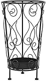 Msuiiixcccc Vintage Style Regenschirmhalter Ständer Freistehender Metall Regenschirmständer Ständer mit Tropfschale für Regenschirm Cane Gehstock 26x46 cm Schwarz