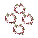 CHILDWEET 4 Stück Beerenkranz Zu Weihnachten Beeren Für Kränze Kirschblütenbaum Künstlich Weihnachtskieferngirlande Vintage-Laterne Künstlicher Weihnachtskranz Weihnachtskerzenring Eisen Rot