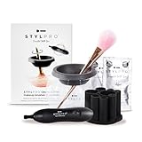 STYLPRO Elektrischer Make-up-Pinselreiniger & Trockner - Reinigt und trocknet gründlich in 30 Sekunden mit schonender Zentrifugaltechnik. Für alle Pinselgrößen geeignet, inkl. veganem Reiniger