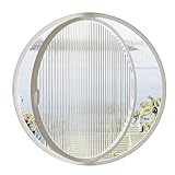 KPHYMOD Fenster 360°-Runddrehfenster, 23,6-39,4 Zoll Großes, Flächenbündiges Schuppenfenster Mit Aluminiumrahmen Und Flügelfenster Aus Gehärtetem Geriffeltem Glas, 1,2 Zoll Tiefe(White,50 cm/19.7 in)
