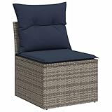 Vopese 6-TLG. Garten-Sofagarnitur mit Kissen Grau Poly Rattan Lounge Sofa Outdoor Model3327253