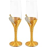 PRETYZOOM 2St Weingläser Flöten jahrestage goldhochzeit red wine wedding gastgeschenke partytisch Cocktail Martini Margarita Hochzeitsweinflöten Flöten zur Hochzeit Kristallgläser Glas