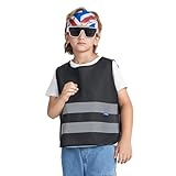 AYKRM Kinder Warnweste Schwarz - Sichere Warnweste für Kinder ab 2 Jahren - Universal Größe für Autos - Reflektierende Sicherheitsweste für beste Sichtbarkeit im Dunkeln