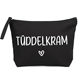 MEJOSER Tüddelkram Kosmetiktasche Klein Schwarz Krimskrams Kulturtasche Schminktasche Kulturbeutel Kleine Make Up Tasche mit Spruch Organizer für Damen Mädchen Reise Geldbeutel (Tüddelkram)