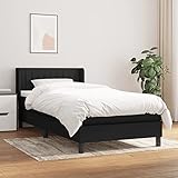 LAPOOH Boxspringbett mit Matratze Schwarz 100x200 cm Stoff, Bett, Bettrahmen, Gästebett, Bed Frame, Jugendbett - 3129851
