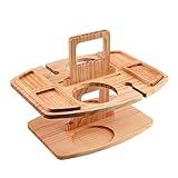 Sparklenut Picknick Weintisch, Tragbarer Outdoor Weintisch, Picknicktisch mit Glashalter, Weintisch Klappbar, Wein Tisch Holz, Strandtisch für Picknick, Camping, Garten Campingtisch, Strand