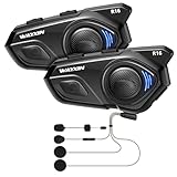 WAYXIN R16 Motorrad Bluetooth Headset –motorradhelm -Intercom mit Dual-Chip, Multi-Audio,IP67 wasserdicht, Musik teilen & FM-Radio, für 6 Personen-Gruppe – Kompatibel mit Anderen Marken（2pc