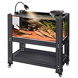 TT-YEC Großes Glasaquarium-Set, Aquariumausrüstung Mit Rädern, Deluxe-Aquarium Aufrecht, Mit Filtersystem Und Lichtern, Integriertes Aquarium, Schwarz.,Length 81.5cm