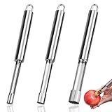 Apfelentkerner Set 3 Stück,Edelstahl Apfelausstecher,Entfernt Kerne von Äpfeln & Birnen,3 Größen (1, 1.4, 2 cm),Mit Aufhängeöse,Küchenhelfer