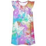 2025 Mädchen Sommer Kleid - Schmetterling A-Linie Ärmelloses Sommerkleid Prinzessin Chiffon Kleider Lässig Kleider Leichte Freizeitkleid Mädchen Ärmellos eine-Schulter 4-13 Jahre