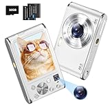 Digitalkamera 4K mit 32 GB TF-Karte 48MP AutoFocus Fotoapparat Digital Kompaktkamera 16X Digitalzoom Einfache Vlogging Kamera Tragbare Kompakt Digitalkamera für Einsteiger (Weiß)