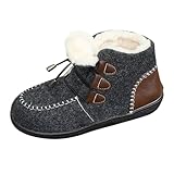Generisch Warme Baumwollstiefel Für Damen,Schneestiefel Damen Fleece Gefüttert,Schnürstiefeletten Flache rutschfest Schuhe Winterstiefel Weitschaftstiefel Kurzstiefel Winter