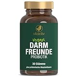 VITACTIV Darm Freunde - Probiotik Kulturen Komplex - 60 Probiotika Kapseln - 30 Bakterienstämme, 100 Mrd. KBE/g - Lactobacillus & Bifidobakterien, Akazienfaser als Präbiotika, 8 B-Vitamine