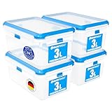 ATHLON TOOLS 4x 3L Frischhaltedosen-Set in Gastro-Qualität - 100% luftdicht und auslaufsicher -40 bis +100 Grad - für alle Lebensmittel - BPA-frei - Vorratsdosen für Kühlschrank (3 L | 4er Set)