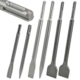 6 tlg. Fliesenmeißel SDS Plus Meißel Set Rundgriffmeißel SDS Plus Meißel für Bohrhammer Spatmeißel Bohrhammer Meißel Set für Beton, Mauerwerk, Fliesen, Fliesenkleber, Naturstein