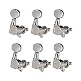 6 Gitarrenschnur -Tuning -Stifte, Grover Machine Heads Oval Button Chrom Silber, 6 Richtige für E -Gitarre oder Akustikgitarre (6 Recht)