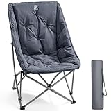 EVER ADVANCED Luxus Campingstuhl Faltbar 6CM Gepolstert, Klappstuhl 120KG Belastbar Kleines Packmaß, Extra Hohe Rückenlehne, Tragbarer Faltstuhl für Camping, Garten, Balkon, Picknick, Indoor
