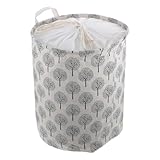 TOPPERFUN Faltbarer Wäschekorb aus Baumwollstoff Leichter Faltbarer Wäschesammler mit Großem Fassungsvermögen Platzsparender Wäschekorb für Schlafzimmer und Wohnzimmer Langlebig und Einfach
