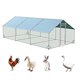 Hühnerstall 3x6x2m, groß Freilaufgehege Hühner aus Verzinkter Stahl, XXL Hühnerhaus mit Tür & Wasserdichtes UV-Beständiger Farbtuch, Freigehege für Kleintiere, Hühner, Kaninchen, Vogelkäfig, Pflanzen