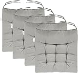 Trintion 4er Set Sitzkissen mit Bindebändern – Bequeme 40x40 cm Stuhlauflage Gartenstuhl, Esszimmerstuhl & Balkonmöbel – Atmungsaktive Polster Indoor/Outdoor