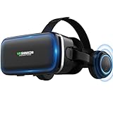 XWP VR Brille mit Kopfhörern, Immersives 3D Virtual Reality Headset mit HD Anti Blaulicht Linse, Für Spiele & 3D Filme, Unterstützt 4,7–6,6 Zoll Smartphones, Kinder und Familie