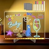 ACMHNC LED Notiztafel mit Farben, LED Zeichenbrett, Maltafel Kinder, Transparente Acryl Tafel 30x20cm Abwischbar Drawing Board, inkl.7 Farben Stift, kreatives Geschenk für Kinder Freundin