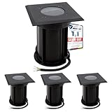 linovum BOQU 4er Set Einbauleuchte Boden Aussen GU10 Fassung - Bodeneinbaustrahler schwarz IP67 eckig Leuchtmittel tauschbar