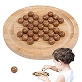 Holzperlenspiel für Kinder, Runde Schachbrett | Hölzerne Single -Schachspiel | Brain Teaser verbinden Perlen Spielzeug Klassische Strategie Familie Spaß Spielzeug