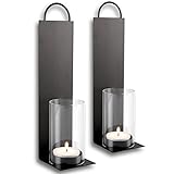 Harms Import 2X Wandkerzenhalter aus Metall mit Windlicht