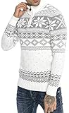 Red Bridge Herren Strickpullover Norweger Pullover Stehkragen Weiß XL