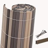 Videx PVC Sichtschutzmatte 90 x 300cm | absolut Blickdicht ohne Spalten| Made in Germany |inkl. Zubehör|stabil, wetterfest | Balkon-Sichtschutz, Windschutz, Balkonumspannung|Eiche