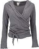 GURU SHOP Wickelshirt, Baumwollstrick Pullover, Wickeljacke - Granitgrau, Damen, Baumwolle, Size:M