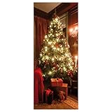 Stoffbanner schwer entflammbar Festlicher Weihnachtsbaum 75 x 180 cm Deko Banner Langbahnen