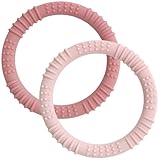 CAJA Beißring Baby Soft 2 Stück - Zahnungshilfe - Beissring - Beißspielzeug - Zahnen - Nursing - Zubehör Silikon für Babys - Baby Spielzeug (Set B (1x deep pink + 1x light pink))