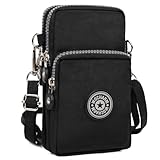 Wocharm Damen Mädchen Nylon Design Kleine Crossbody Schultertasche Handgelenk Handtaschen (schwarz)