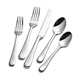 KINGSTONE Silverware 40-teiliges Set für 8 Stück, hochwertiger Edelstahl, hochwertiger Edelstahlschnitt, Heavy Duty und Modern Design Cutlery Set, Mirror poliert
