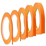 Malerkrepp Selbstklebendes Fineline Tape, 5 Rollen Masking Tape 3/5/10/12 mm x 50 m Klebeband Malerband Abklebeband Lackieren für Autolack Malerarbeiten Dekorieren