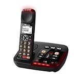 Panasonic KX-TGM420 Digitales Schnurlostelefon, digitaler Anrufbeantworter, Basiseinheit & Einzelhörer, LCD, hohe Lautstärke, Slow-Talk-Modus, hörgerätekompatibel, Blockierung von Störanrufen, Schwarz