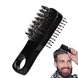 Bartpflege-Tool – Doppelseitige Bartbürste, Kompakter Schnurrbartkamm | Taschenbürste mit Borsten für Männer, Reise-Griff, Bart-Styling-Set, Bart-Formungs-Geschenk für den Ehemann, Rasier-Accessoire