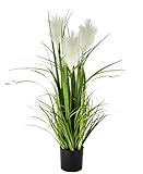 Kunstpflanze Pampas Gras im Topf Kunstgras Künstliches Federgras Seidenblumen Dekogras Dekopflanze Pflanzen Ziergras Pampasgras Kunstblume Grünpflanze Zimmerpflanze Gräser Grasbusch Blume, 80cm