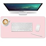 Osuter Schreibtischunterlage,Mauspad mit Leder und Rutchfeste Wildleder,Multifunktionales Office Mousepad Laptop Schreibunterlage,Wasserfeste Ölabweisende Leicht zu Reinigende (90x40cm,Rosa)