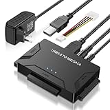 LUIRSAY SATA auf USB 3.0 Festplattenadapter Externe für 2,5/3,5 Zoll IDE/SATA Festplatten, kompatibel mit Windows 11/10/8/7/XP/Vista und Mac OS/Linux, inklusive Kabel und Netzteil