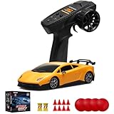 YONCHER RC Drift Auto Ferngesteuertes mit Gyro, Profi 1:43 Mini RC Drift Car Vollproportional, 4WD RC Auto mit Blinkleuchte, 100M Kontrollabstand, für Erwachsene und Kinder, Gelb