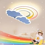 LUCKINHAND Led Kinder Deckenleuchte Wolken Regenbogen Deckenleuchte dimmbar mit Fernbedienung,Nachtlicht Funktion Kinderzimmer Schlafzimmer Wohnzimmer Junge Mädchen Schlafzimmer rosa Deckenlampe 35cm