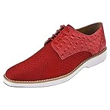 LIBERTYZENO Oxford Kleid Schuhe für Herren EEL Strauß Print Haut Nicht Leder Schuhe, Gutta-Rot, 42.5 EU