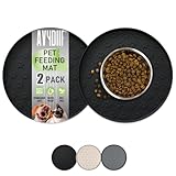 AVYDIIF 2 stück Napfunterlage für Hund Katzen[28cm x 28cm], hundenapf unterlage fressnapf Hund Futtermatten aus Silikon wasserdichte rutschfeste Fressnapf mit Rand, Spülmaschinenfest (2 Schwarz)
