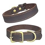 Hundehalsband Leder Lederhalsband Hund Hundehalsband Strapazierfähiges Klassische Lederhalsband Hundetrainingshalsband Verstellbares Hundehalsband mit Metallschnalle und Handgewebte Schnalle-S